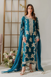 BATIK - 3PC DHANAK EMBROIDERED SHIRT WITH CHIFFON DUPATTA AND TROUSER - HZU2492